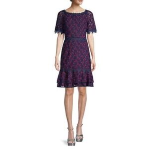 Shani- NWT- Two Toned Navy and Berry Lace Sheath Dress- Size 12- MSRP $384